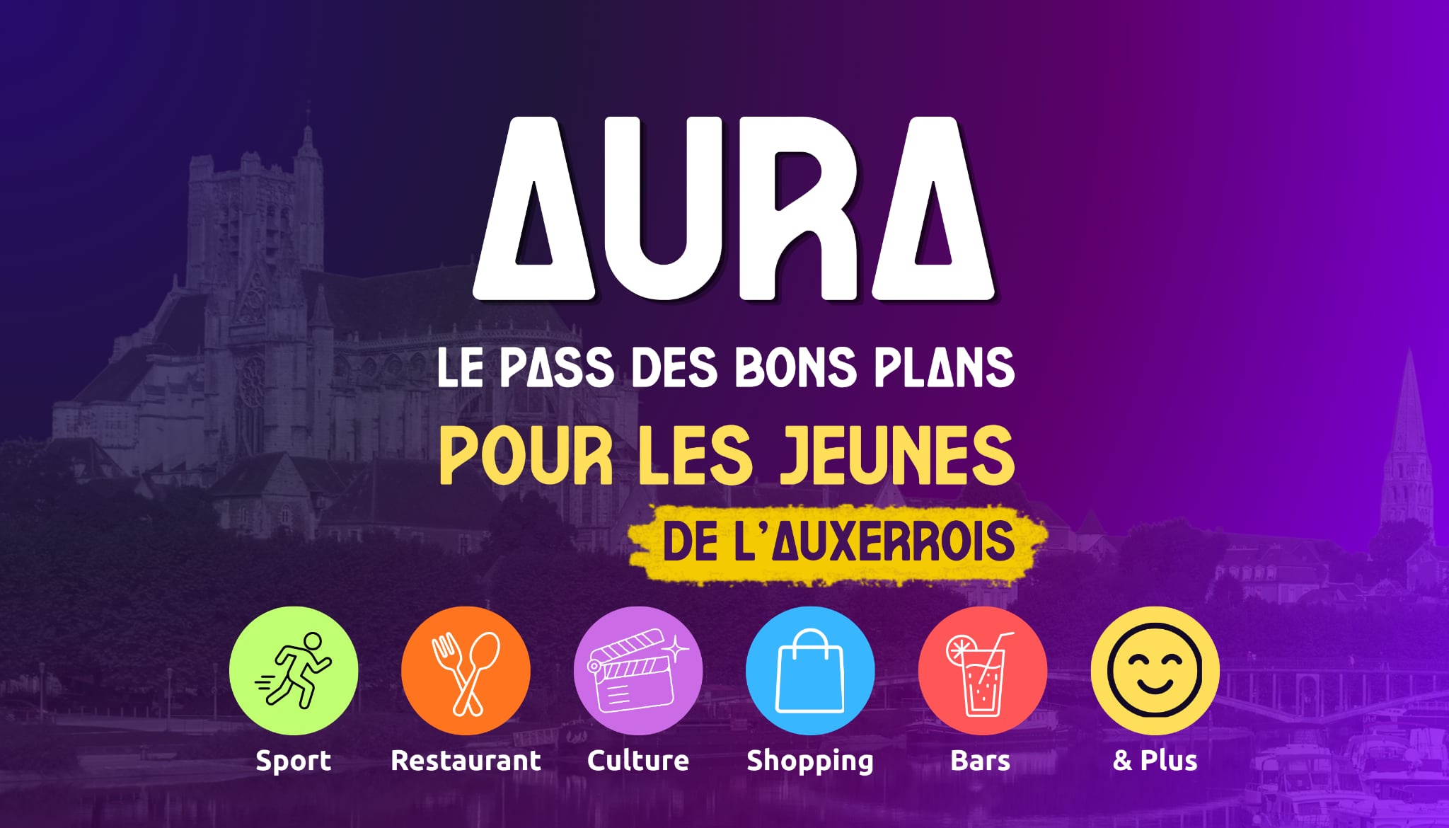 Carte AURA recto - Pass des bons plans pour les jeunes de l'Auxerrois